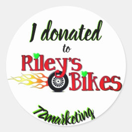 Ik heb gedoneerd aan Riley's Bikes Sticker Label