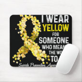 Ik heb geel Draag omdat iemand zelfmoordpreventie  Muismat (Met muis)