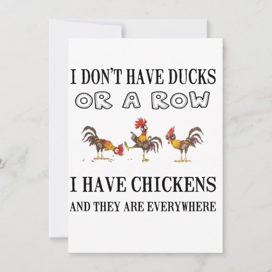 Ik heb geen eend in een rij ik heb kippen feestdagenkaart (Voorkant)