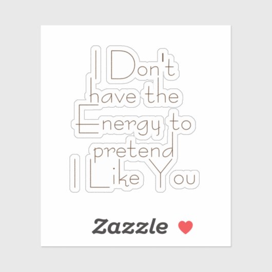 Ik heb geen energie om te doen, esthetische grappi sticker (Vel)