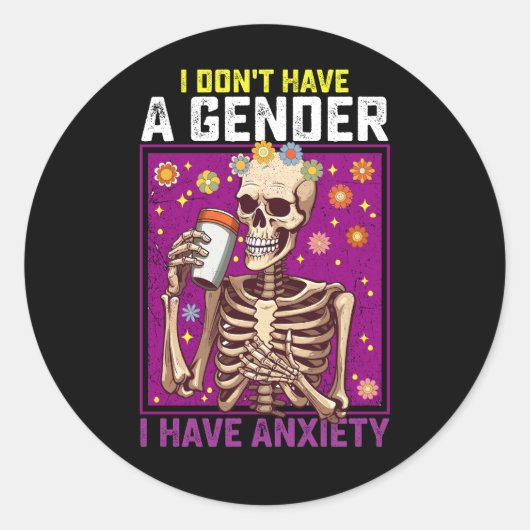 Ik heb geen geslacht Ik heb angst niet binair Ronde Sticker (Voorkant)