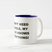Ik heb geen google nodig, mijn kind weet alles - M Tweekleurige Koffiemok (Voorkant rechts)