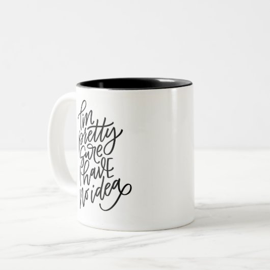 Ik heb geen idee tweekleurige koffiemok (Voorkant links)