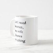 Ik heb geen internet nodig, mijn vrouw weet alles koffiemok (Voorkant links)