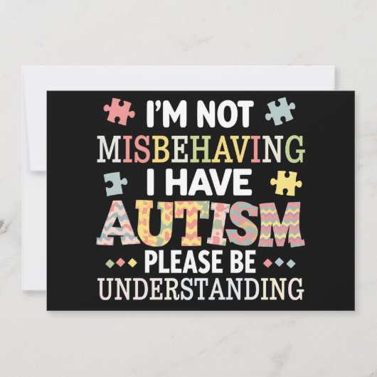 Ik heb geen last van mijn autisme bewustzijn kaart (Voorkant)