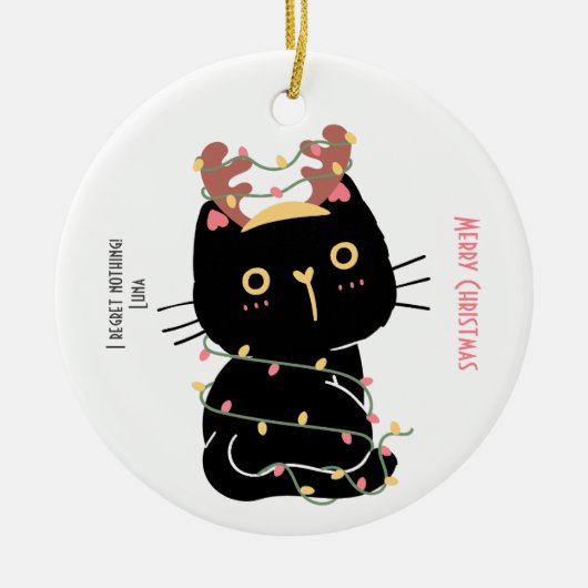 Ik heb geen spijt van een vrolijk kerstfeest keramisch ornament (Voorkant)