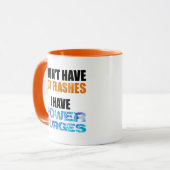 Ik heb geen warme flitsen... ik heb stroompieken. mok (Voorkant links)