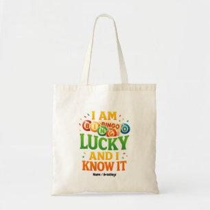 Ik heb geluk en ik weet het grappige Bingo Gift Id Tote Bag