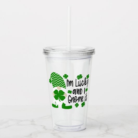 Ik heb geluk en ik word grappig St Patrick's Day Acryl Drinkbeker (Voorkant)