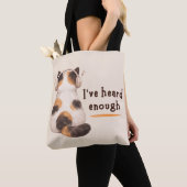 "Ik heb genoeg gehoord" Kat draagt hoofdtelefoon Tote Bag (Dichtbij)