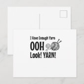 Ik heb genoeg Yarn Funny Knitting Crochet Briefkaart (Voorkant / Achterkant)