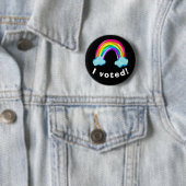 "Ik heb gestemd!" Rainbow Pin Button (In situ)