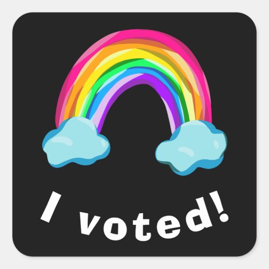 "Ik heb gestemd!" regenboog Vierkante Sticker (Voorkant)