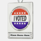 Ik heb gestemd verzilverd banner ornament (Links)