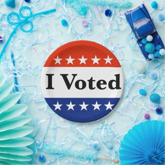 Ik heb gestemd voor 2024 verkiezingen papieren bordje (Feest)