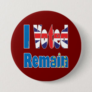 "Ik heb gestemd voor het Britse referendum" in de Ronde Button 7,6 Cm