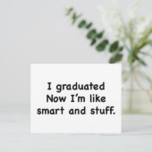 Ik heb gestudeerd. Nu ben ik als slim en zo! Aankondigingskaart (Staand voorkant)