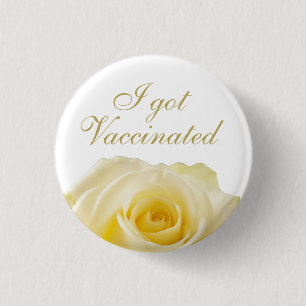 Ik heb gevaccineerde Gele Rose Floral Wedding Butt Ronde Button 3,2 Cm