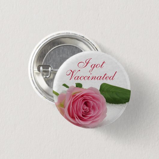 Ik heb gevaccineerde roze roze bruiloft ronde button 3,2 cm (Voorkant /achterkant)