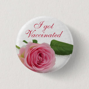 Ik heb gevaccineerde roze roze bruiloft ronde button 3,2 cm