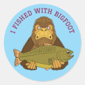 Ik heb gevist met Bigfoot Funny Vissen Quote Ronde Sticker (Voorkant)