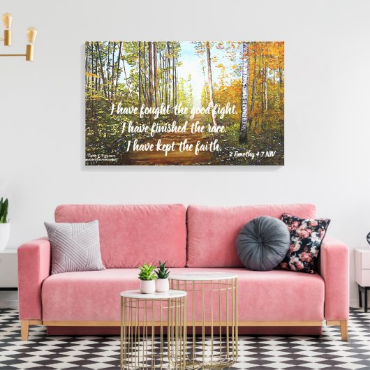 IK HEB GEVOCHTEN TEGEN DE GOEDE GEVECHT VERPAKTE C CANVAS AFDRUK (Insitu (Woonkamer))