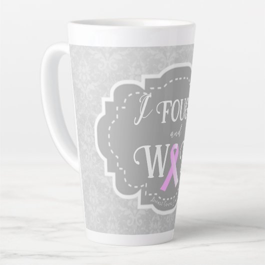 Ik heb gevreesd en gewonnen | Borstkanker Overlevi Latte Mok (Linkerhoek)