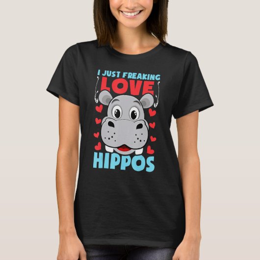 Ik heb gewoon Freaking Love Hippos grappige hippo T-shirt (Voorkant)