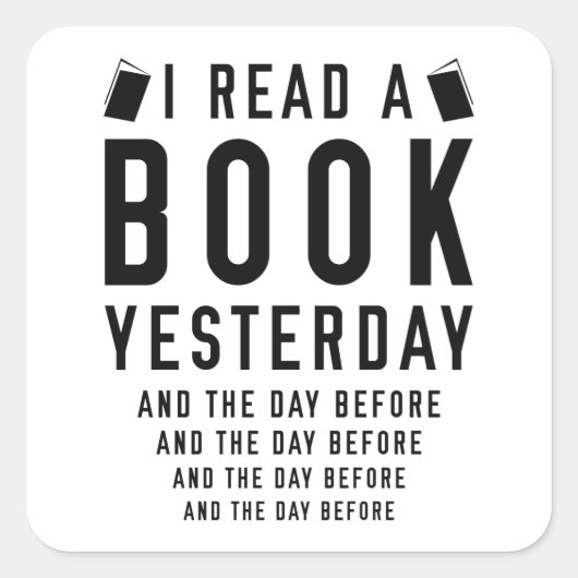 Ik heb gisteren een boek gelezen vierkante sticker (Voorkant)