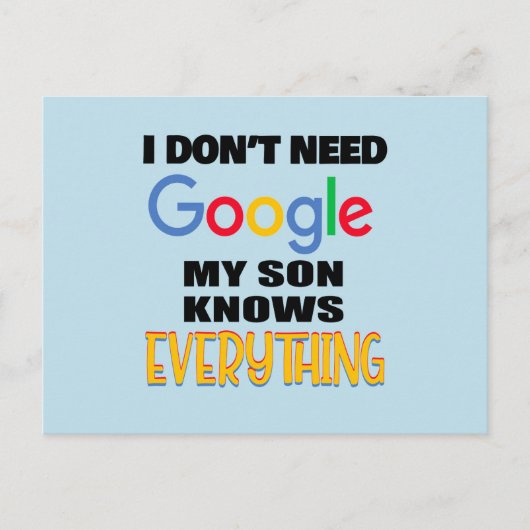 Ik heb Google niet nodig, mijn zoon weet alles Briefkaart (Voorkant)