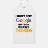 Ik heb Google niet nodig Mijn zoon weet alles Cadeaulabel (Achterkant)
