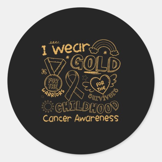 Ik heb goud Draag voor de Children Cancer Awarenes Ronde Sticker (Voorkant)