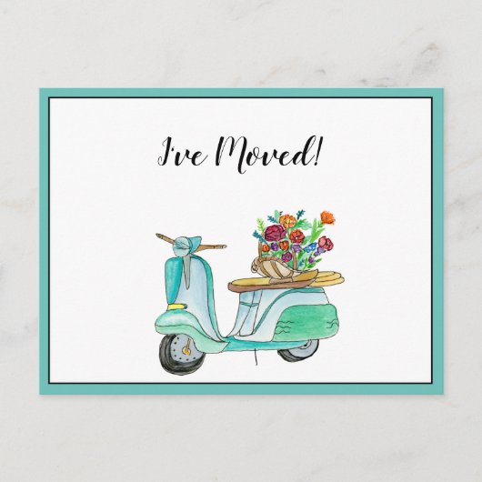 Ik heb Green Scooter Vespa verplaatst Aankondigingskaart (Voorkant)