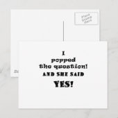 Ik heb haar ten huwelijk gevraagd en ze zei Ja Aankondigingskaart (Voorkant / Achterkant)