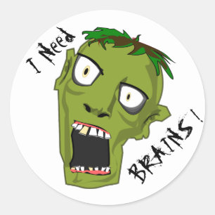 Ik heb hersenen nodig, zombie ronde sticker