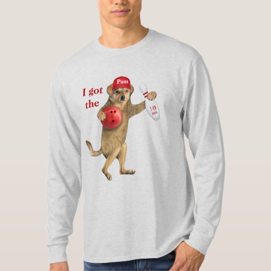 "Ik heb het 10-pins" basic T-shirt met lange mouwe (Voorkant)