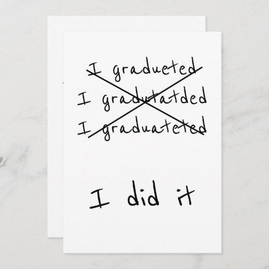 Ik heb het Afstuderen van Funny Humor gediplomeerd Aankondiging (Voorkant / Achterkant)
