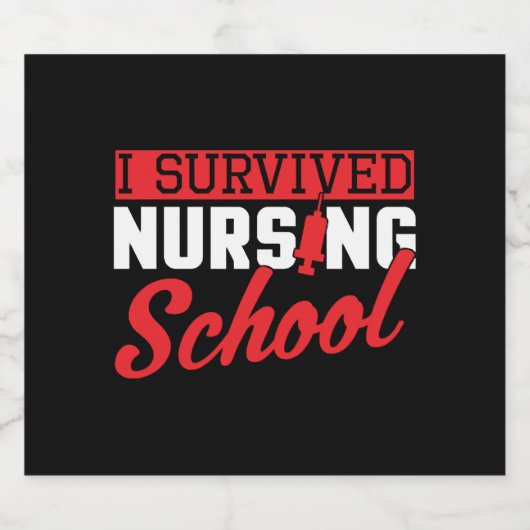 Ik heb het Afstuderen van verpleegkundige overleef Sparkling Wijnetiket (Enkel label)