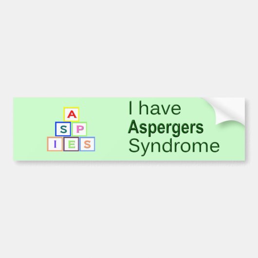 Ik heb het aspergersyndroom - ASPIES Bumpersticker (Voorkant)