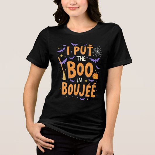 Ik heb het boek in Boujee Funny Halloween Ghost ge Tri-Blend Shirt (Voorkant)