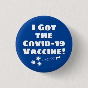 Ik heb het Covid-19 vaccin, Quirky Simple Blue Ronde Button 3,2 Cm