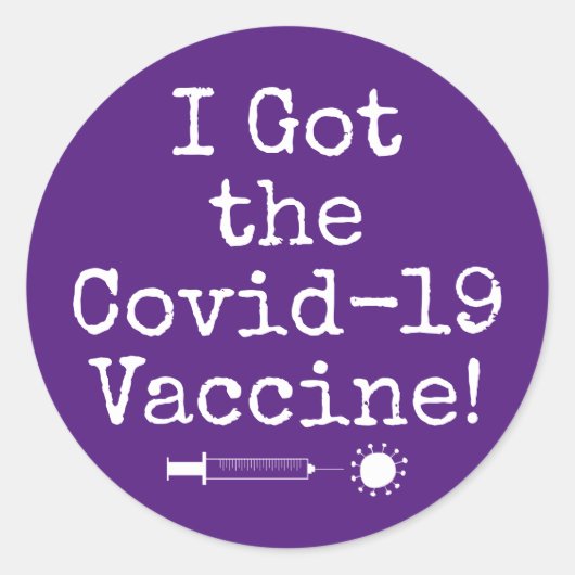 Ik heb het Covid-19 vaccin Simple Dark Paars Ronde Sticker (Voorkant)