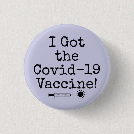 Ik heb het Covid-19 vaccin Simple Lavender. Ronde Button 3,2 Cm (Voorkant)