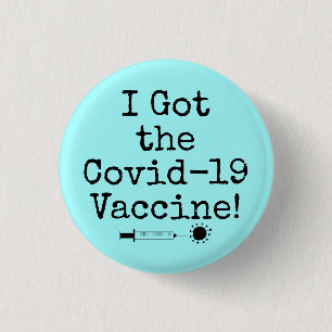 Ik heb het Covid-19 vaccin Simple Light Aqua Ronde Button 3,2 Cm