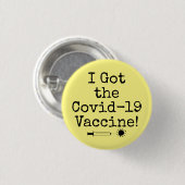 Ik heb het Covid-19 vaccin Simple Light Yellow Ronde Button 3,2 Cm (Voorkant /achterkant)