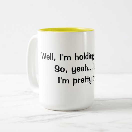 Ik heb het  druk met deze mok.... tweekleurige koffiemok (Voorkant links)