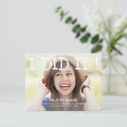 Ik heb het gedaan. Aankondiging afstuderen - wit (Staand voorkant)