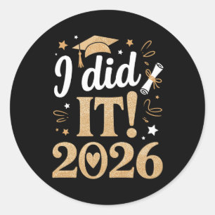 Ik heb het gedaan Klas van 2026 Afstuderen 26 Afge Ronde Sticker
