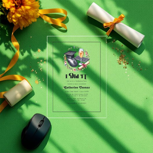 "Ik heb het gedaan" Modern Computer Science Afstud Acryl Uitnodigingen