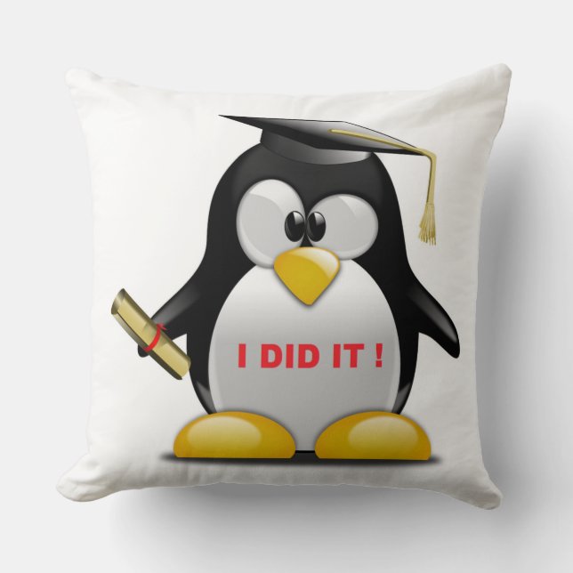 "IK HEB HET GEDAN" AFSTUDEERPINGUÏN KUSSEN (Voorkant)